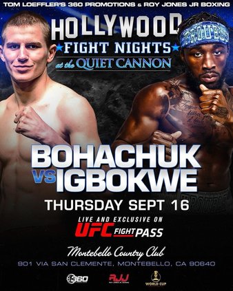 Bohachuk vs. Igbokwe fight card weights from Montebello, California | Boxen247.com (Kristian von Sponneck)